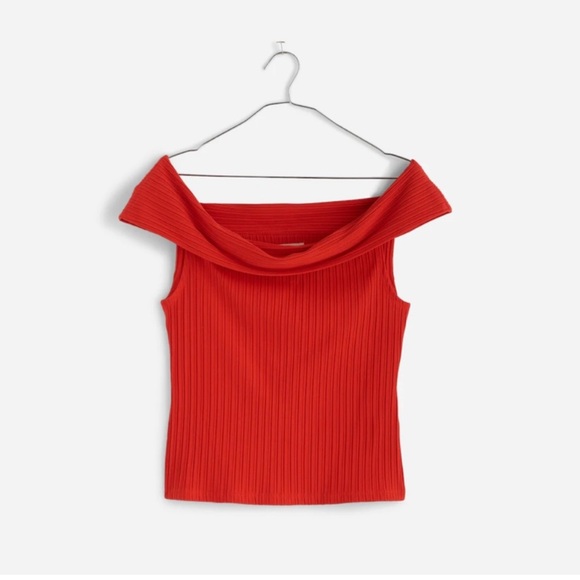 Madewell Tops - Chic Red Off-Shoulder Top